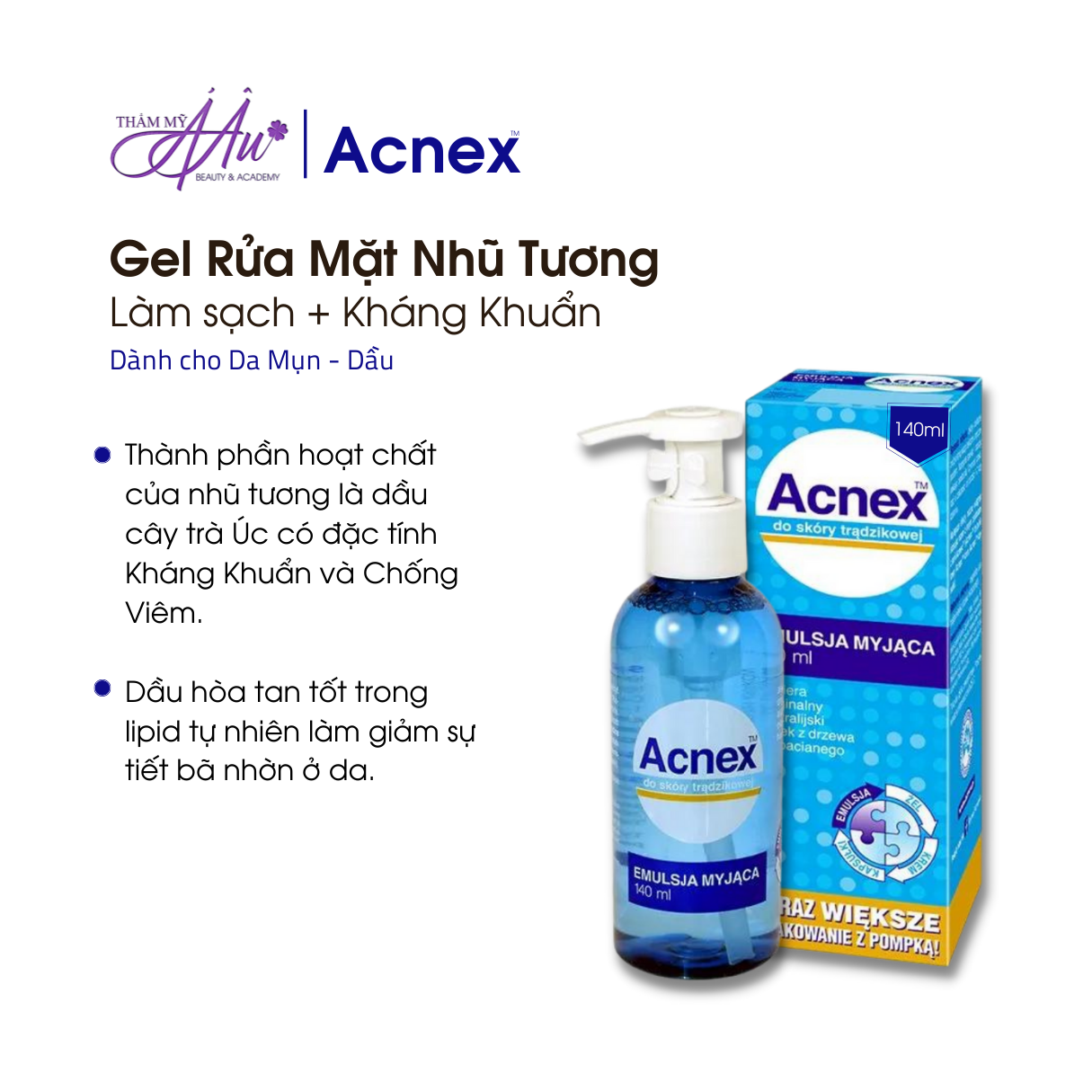 Gel Rửa Mặt Nhũ Tương Acnex