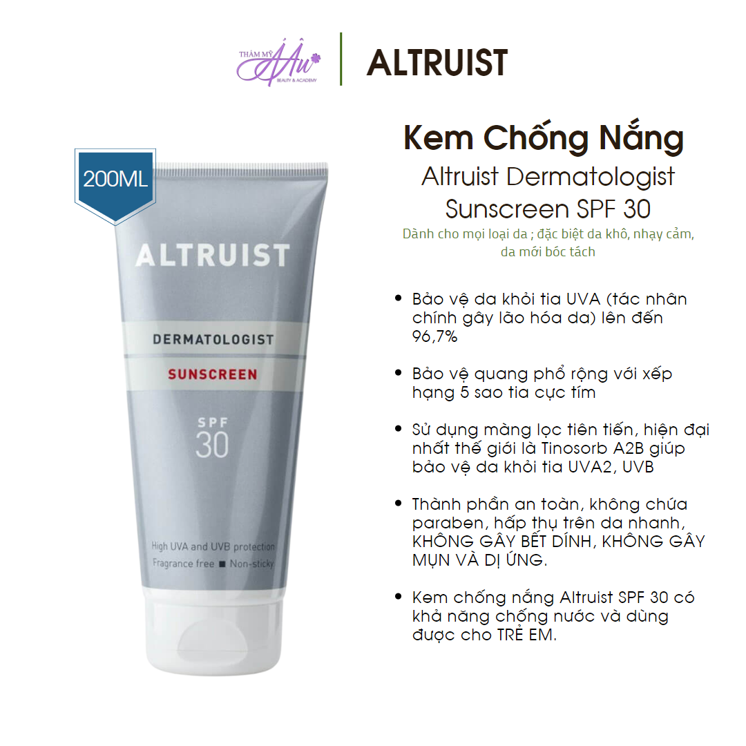 Kem chống nắng Altruist Dermatologist Sunscreen SPF 30 200ml